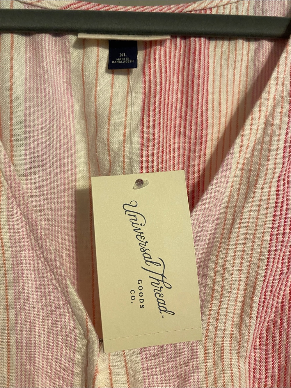 Universal Thread Pink and White Striped Button-Front Maxi Dress - Picture 3 of 7